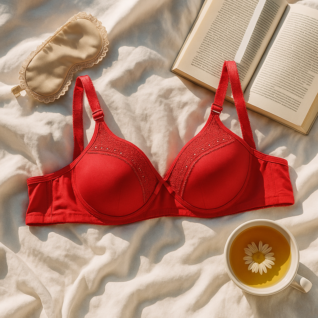 Scarlet Sunrise Bra β Lightly Padded with Lace Accents